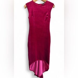 Miss Selfridge Red Velvet Midi Holiday Christmas Party Cocktail Dress 2